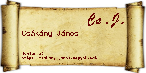 Csákány János névjegykártya