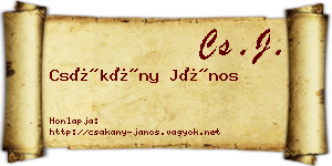 Csákány János névjegykártya